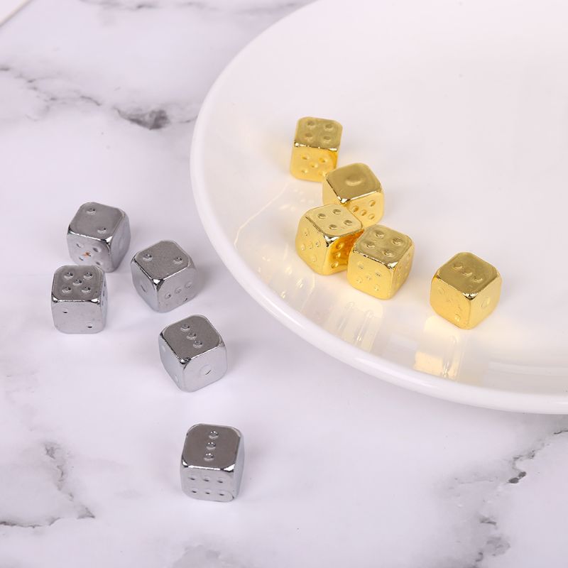 5pcs 13mm Metal Dice Gold/Silver Solid Heavy Dice Bar Night Club Party Drinking DND Game Dice