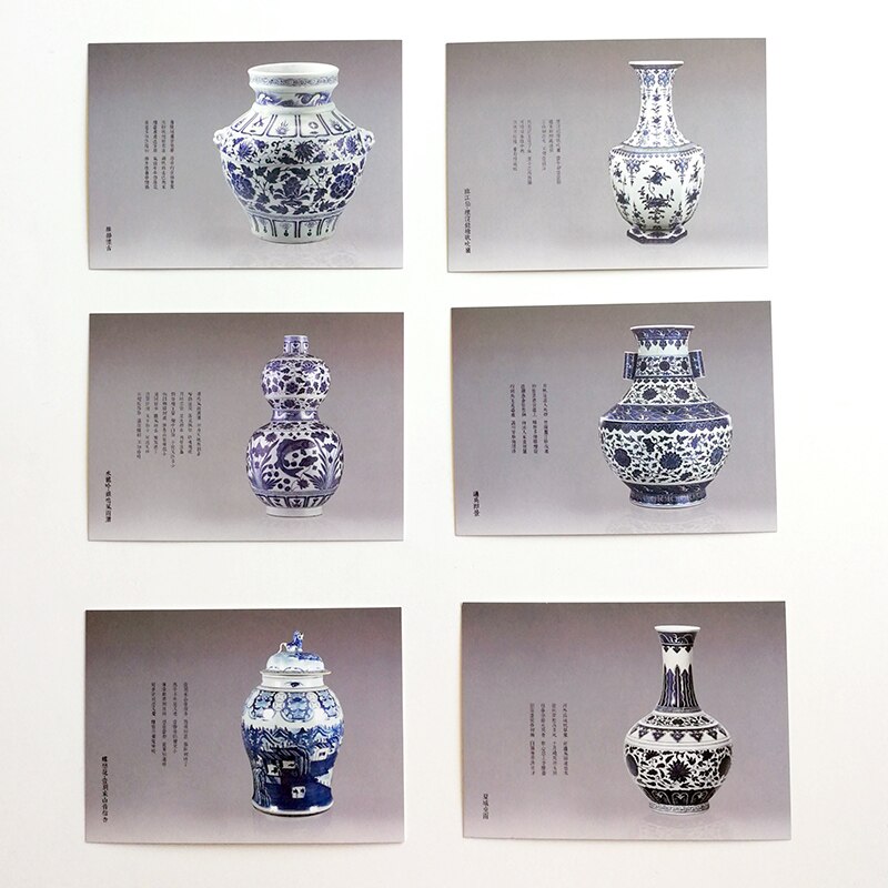 30 stk / sæt blå og hvide porcelænspostkort med klassisk poesiudvalg af ming / qing-dynastiet kinesisk kultur postkort
