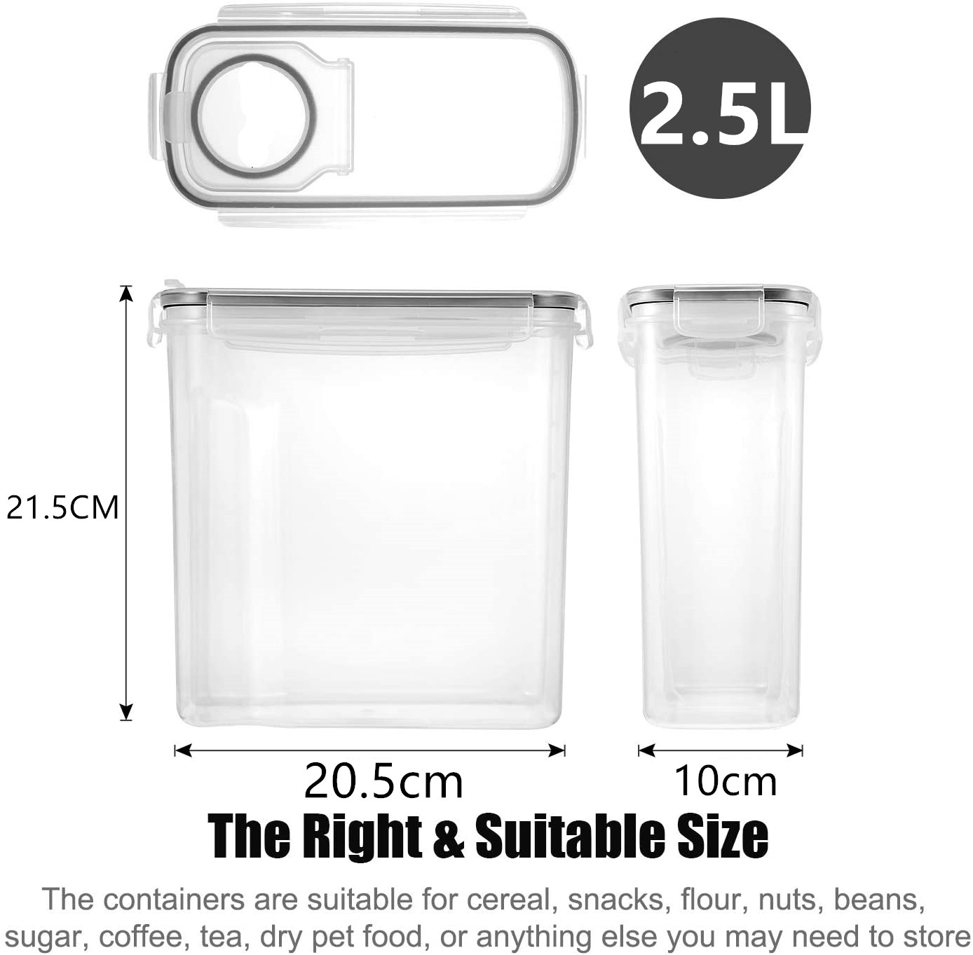1pcs 4LBlack Cereal Storage Containers Airtight Fo... – Grandado