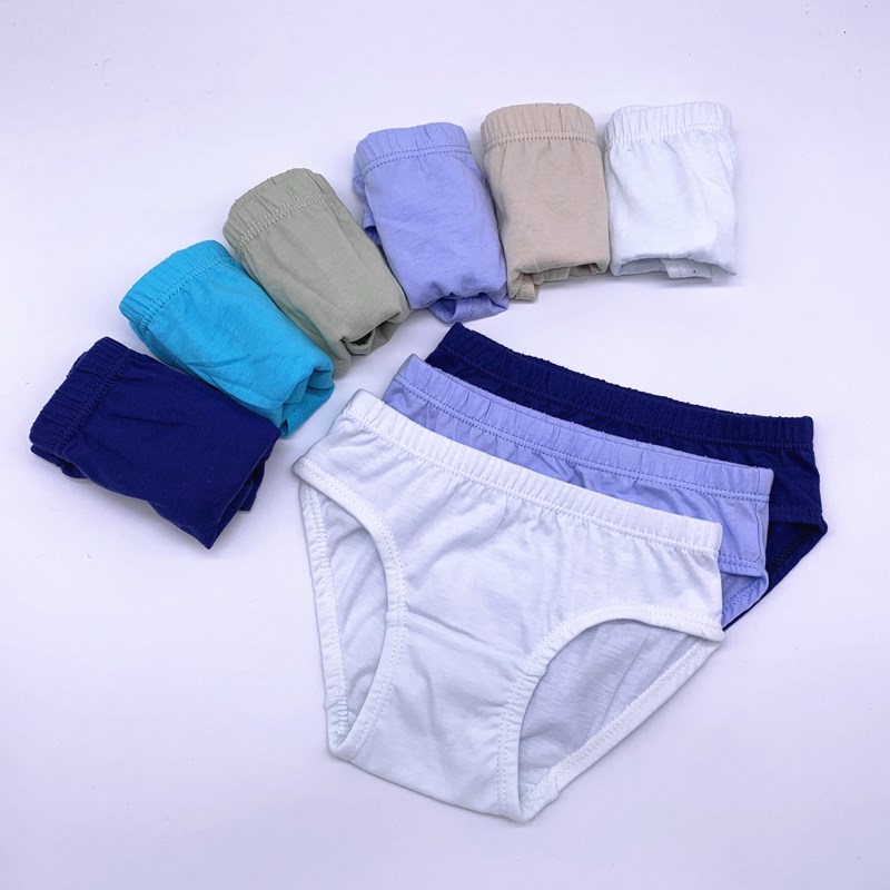 12Pc/Lot Cotton Solid Color Children&#39;s Underwear Briefs Boys Panties Briefs Suit 1-12Years