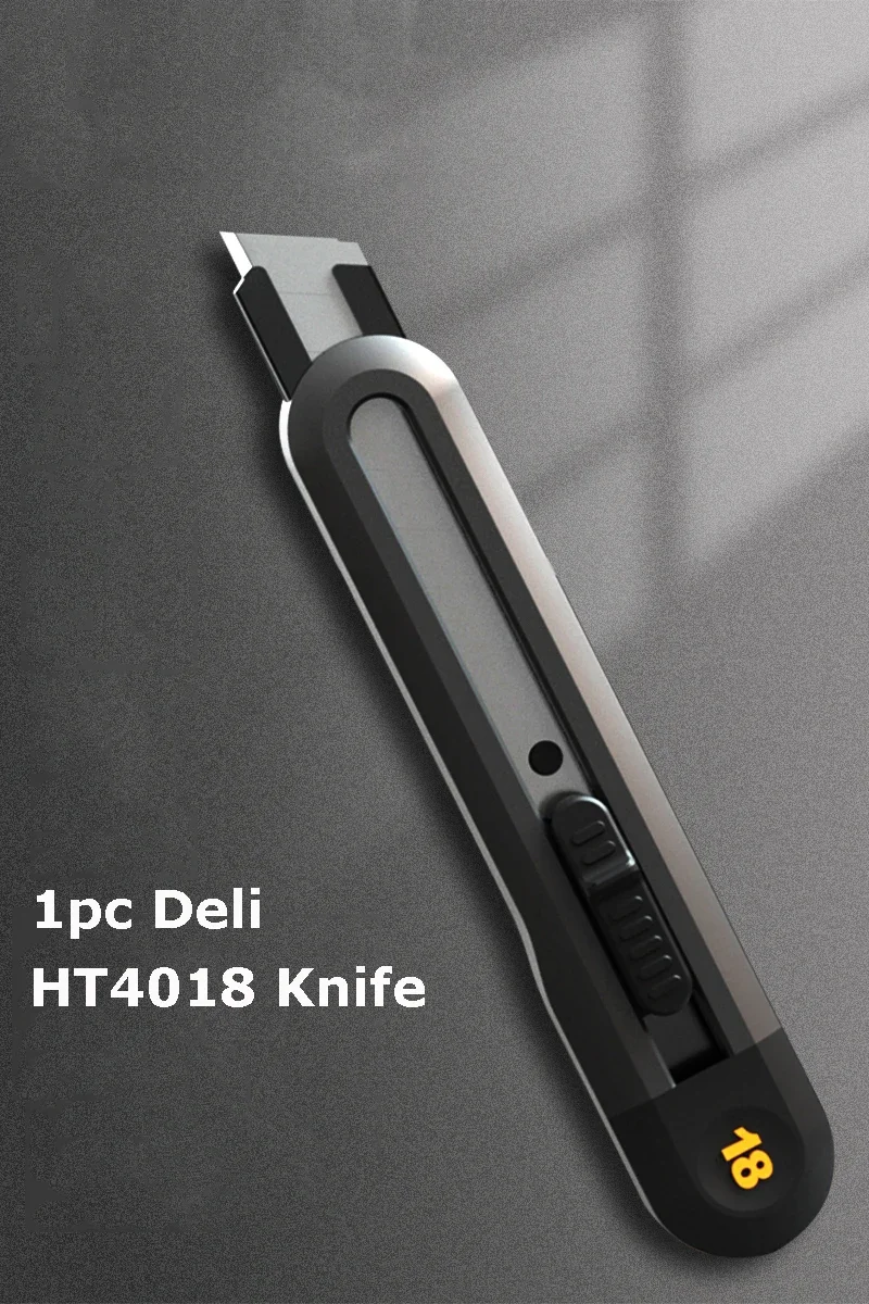 Deli Pocket Knife Box Cutter Utility Knife Retractable Blade 9/18mm Нож for Home Office School Stationery Cut Paper Craft Knives: Yellow