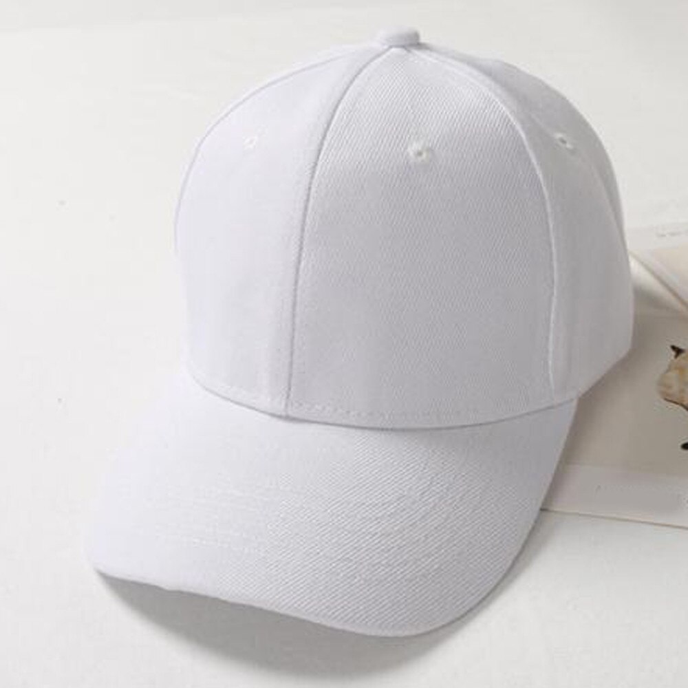 Baseball kasket kvinder mænd kasket mand hat sommer justerbar unisex snapback hip-hop ensfarvet hatte kasketter tilbehør: Hvid