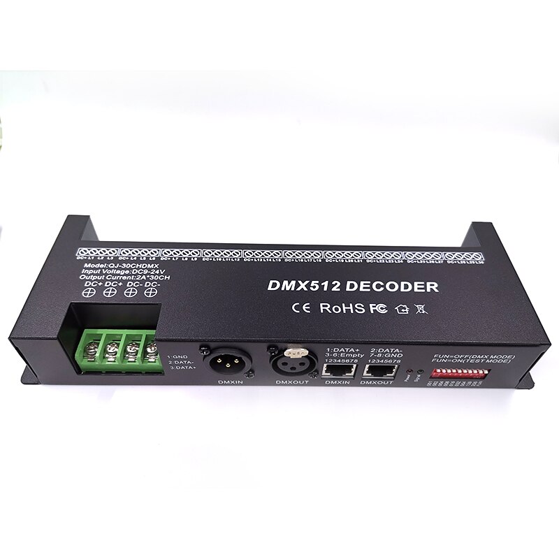 30 Channel RGB DMX512 Decoder LED Strip Controller 60A DMX Dimmer PWM Driver Input DC9-24V 30CH DMX Decoder Light Control