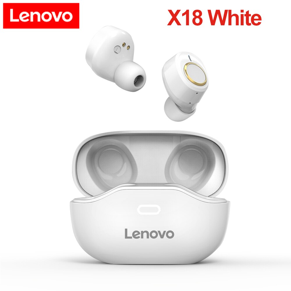 Lenovo-auriculares inalámbricos LP1/LP1S/X9/X18/XT90/XT91/QT83, Bluetooth 5,0, con Control táctil, deportivos, TWS, intrauditivos: X18 White