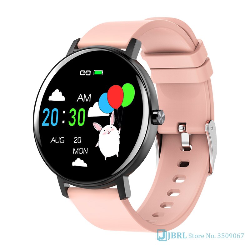 Banda inteligente redonda dos homens das mulheres pulseira inteligente rastreador de fitness para android ios smartband superior toque completo pulseira de pulso inteligente banda: silicone pink