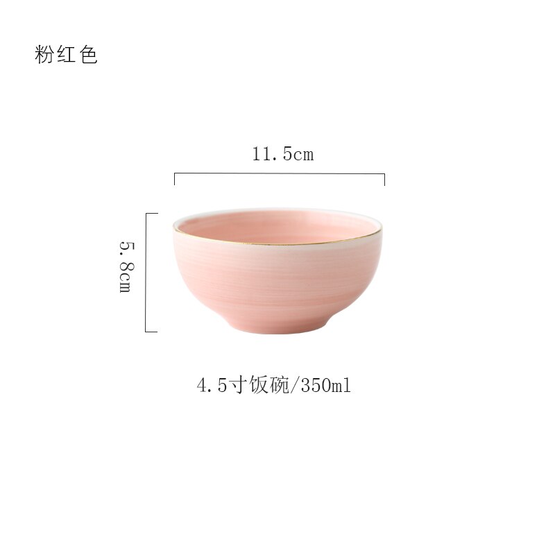 European Style Gold Rim Spot Ceramic Plate Rice Dish Fish Dish Steak Dish Western Dish Dessert Plate Tableware Set Decoration: small bowl pink