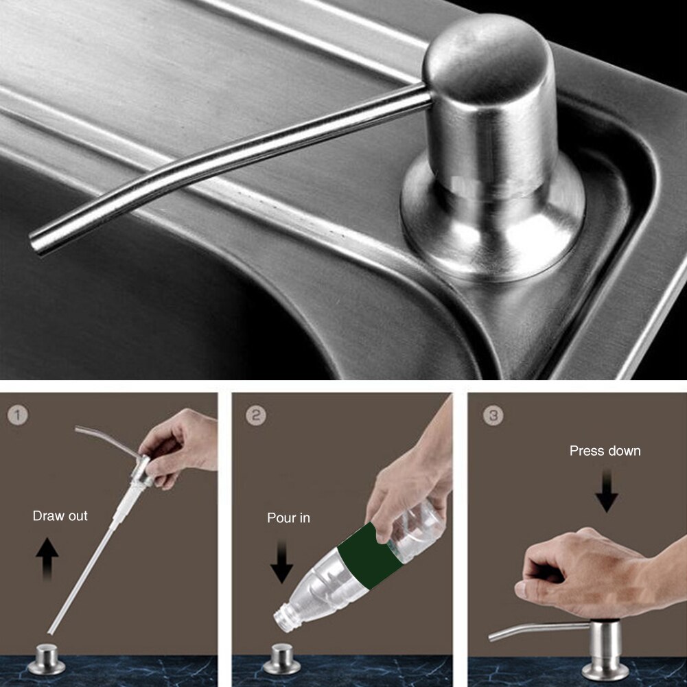 Refill Lotion Detergent With Bottle Liquid Commercial Bathroom Hand Wash Soap Dispenser Kitchen Sink Stainless Steel Durable