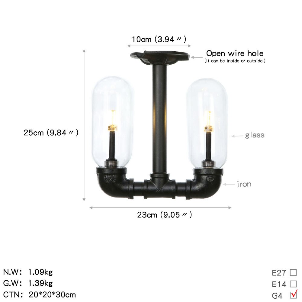 Retro Industrie Decke Licht Vintage Schwarz Wasser rohr Lampe sind Glas lampenschirm Lampen wohnzimmer schlafzimmer Lichter Hause Licht: 20
