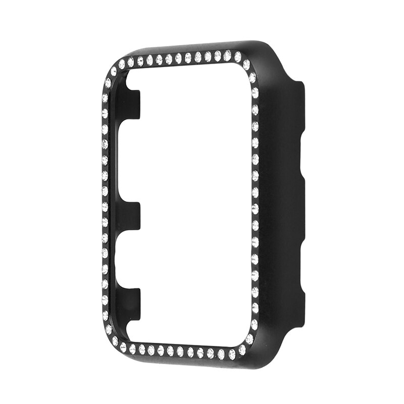 Crystal Diamond Aluminium Case Shell Voor Apple Horloge 44Mm 40Mm Beschermende Frame Cover Band 42Mm 38Mm iwatch Serie 5 4 3 2 Metalen: Black / for iwatch 42mm