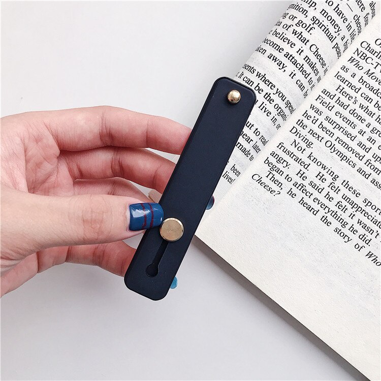 Candy Kleur Mobiele Telefoon Geval Beugel Polsband Ondersteuning Push Stretch Silicone Wrist Band Hand Vinger Grip Socket Houder: Black