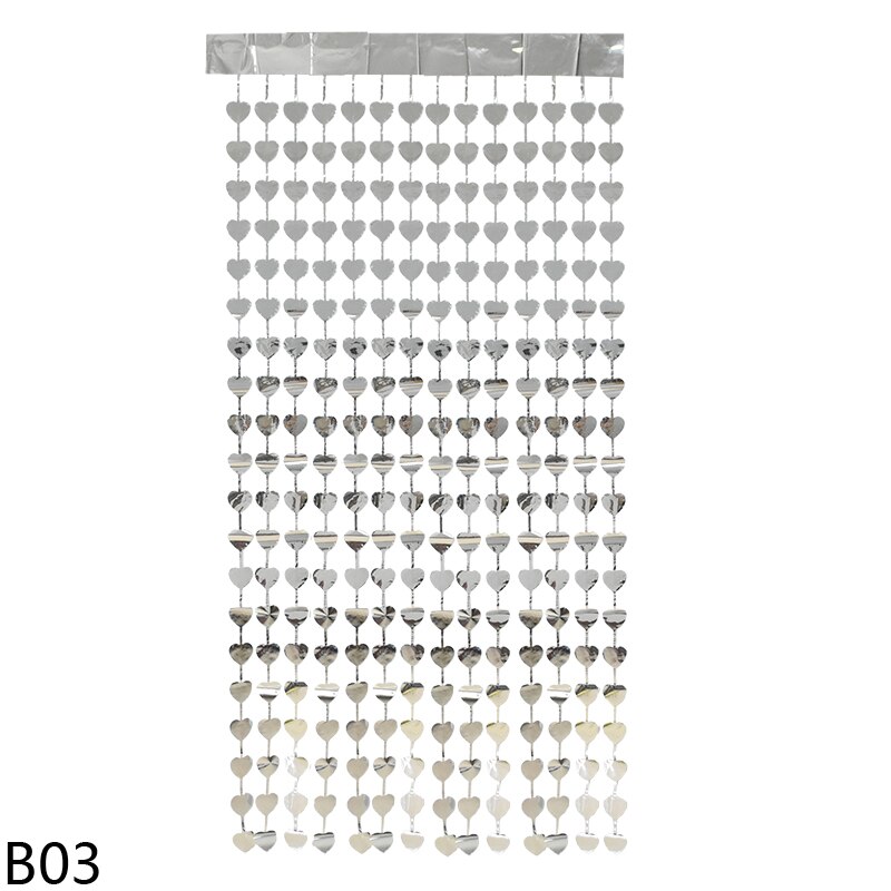 180*100cm kärlek hjärta paljetter folie regn gardin frans tofs baby shower bröllop födelsedagsfest årsdag bakgrund dekor: B03