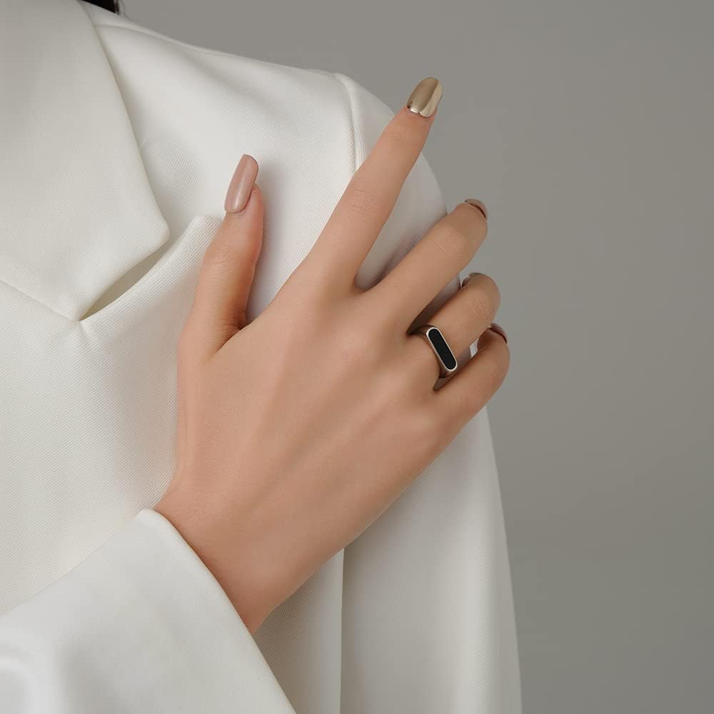 VQYSKO Anillo de nácar resistente al agua sin deslustre, anillo de sello, barra delicada, hermoso para ella, joyería grapa