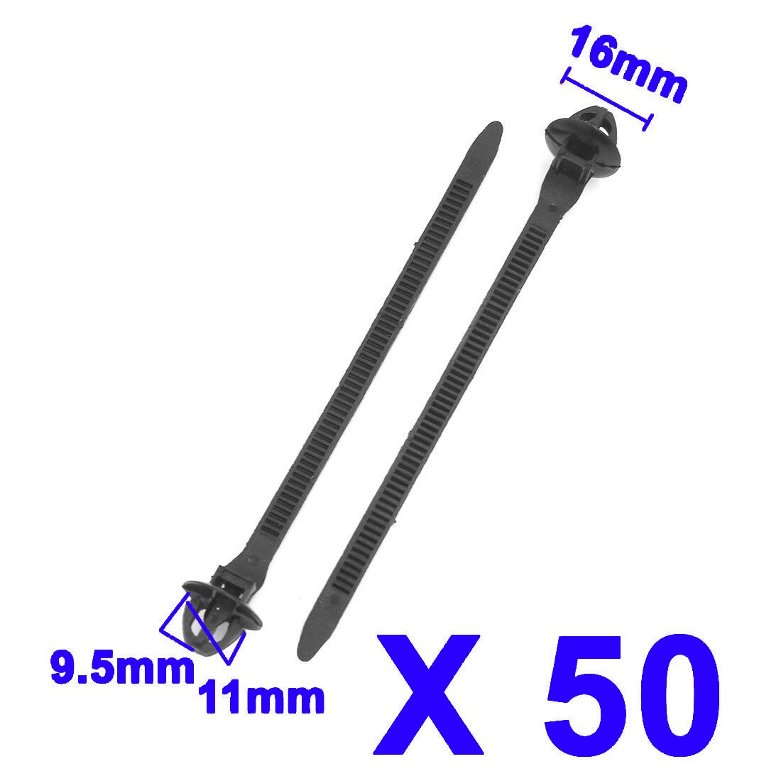50 st plastnitar svart kabel trailer blixtlås nitar clips ledningar