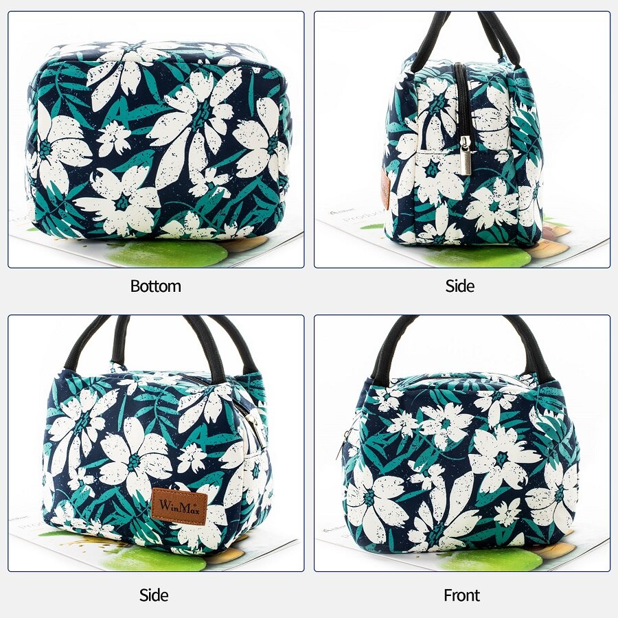 Winmax – sac à Lunch isotherme à imprimé Floral, fourre-tout isotherme pour pique-nique, pour enfants, femmes, filles, dames et hommes