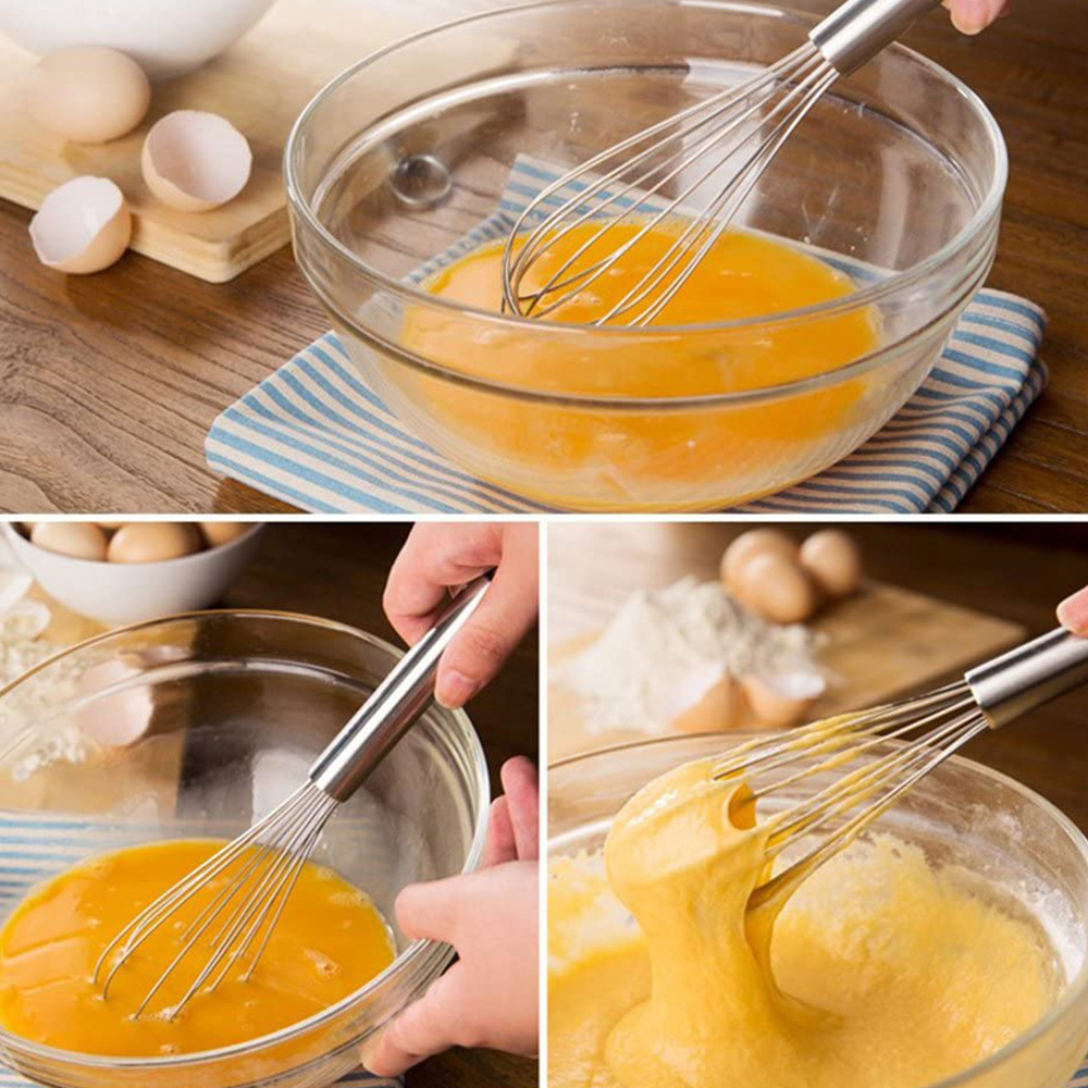 3 Stuks Roestvrijstalen Garde Set 6 Draad Whisks 8/10/12 Inch Keuken Ballon Whisks Met Roestvrij Grip Handmatige Eierklopper Blender