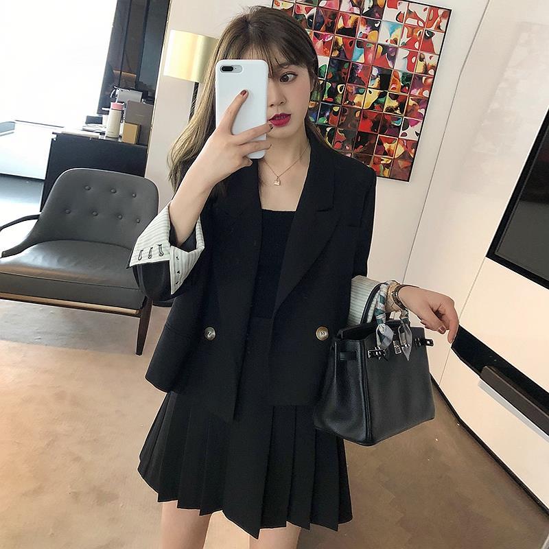 Temperamento de altura curta irmã real rua frito rede profissional vermelho coreano estilo terno saia duas peças terno feminino