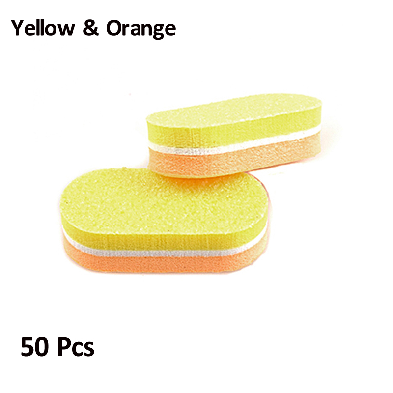 Mini éponge à ongles couleur dongle, bloc tampon, ponçage, lime, outils de pédicure et manucure, Gel, accessoires pour ongles, 50 pièces: Yellow Orange