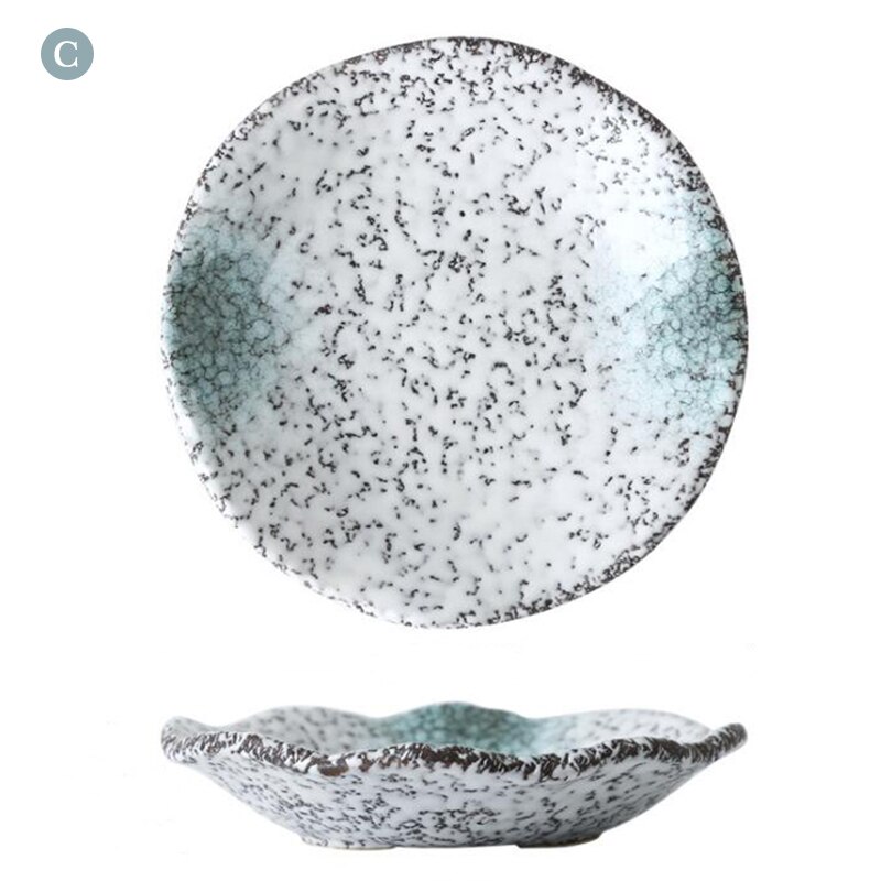 Japanse Retro Creatieve Keramische Ronde Plaat Restaurant Bestek Thuis Sushi Snack Schotel Steak Westerse Platen Praktische Servies: Type C