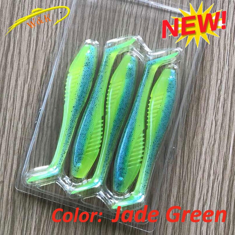 WK-leurre souple de type poisson nageur disponible en deux couleurs, appât artificiel idéal pour la pêche en eau douce, à l'alose, 4.1 pouces, 10.5cm, lot de 5 unités par lot: Jade Green 4.1