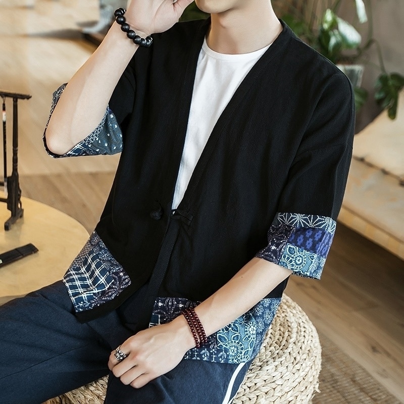 Japanese kimono cardigan men haori yukata male samurai costume clothing kimono jacket mens kimono shirt yukata haori FZ2005