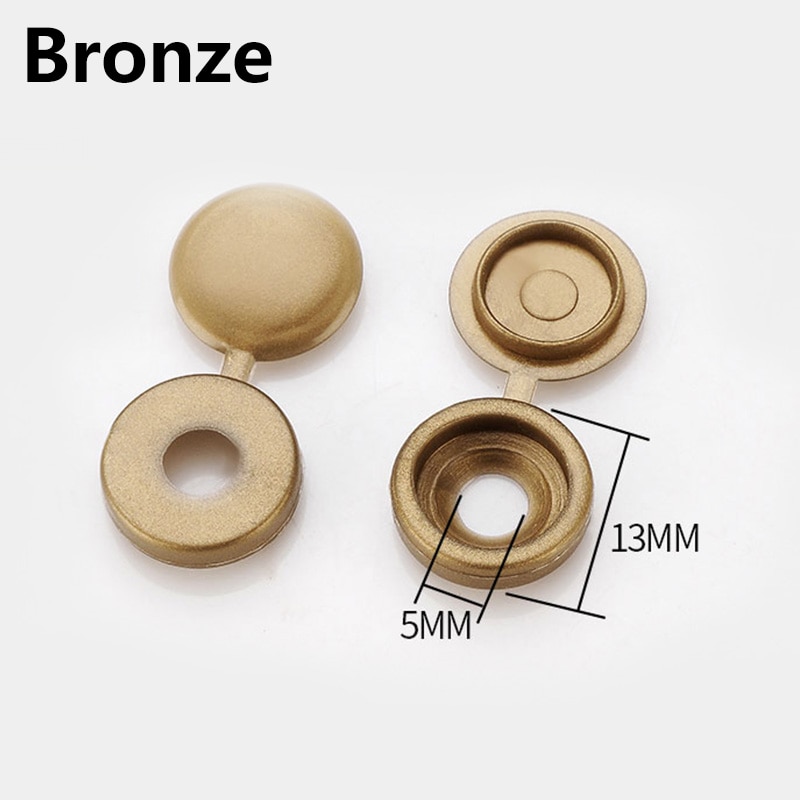 100Pc Screw Cover Fold Caps Button Plastic For Car Furniture M4 M5 Self-tapping Decorative Cover Prevent Dust Hardware Screw Cap: Bronze