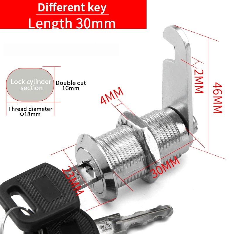 5/20SETS Security Lock Metal Cylinder Cabinet Locker Cam Lock With Keys Security Mailbox Lock Drawer 16mm/20MM/25MM/30MM: L / Beige