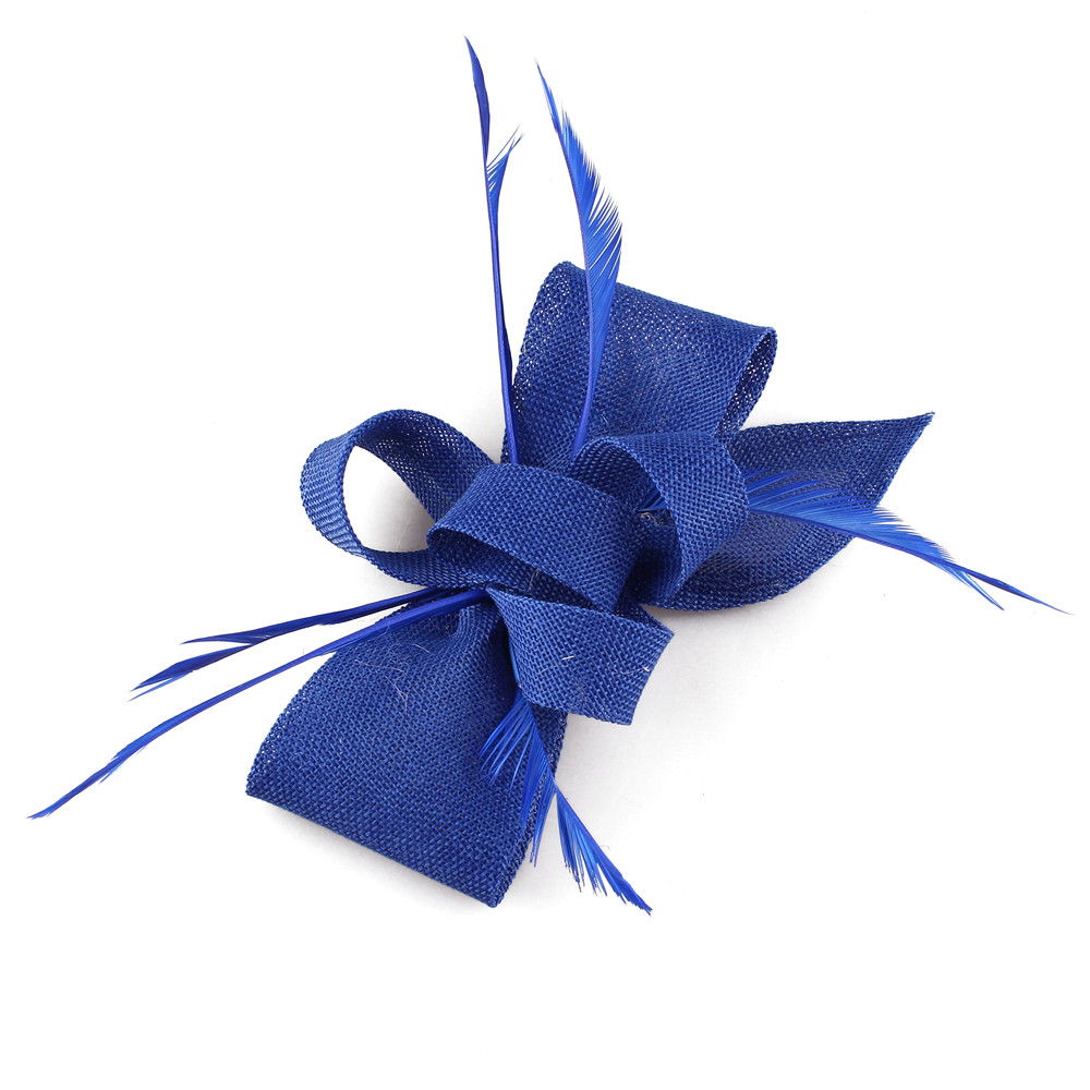 Nachahmung Sinamay Hochzeit Kopfbedeckung Braut Champagner Fascinator Hut Haarnadel mit ausgefallenen Federn Haarschmuck Damen Kopfschmuck