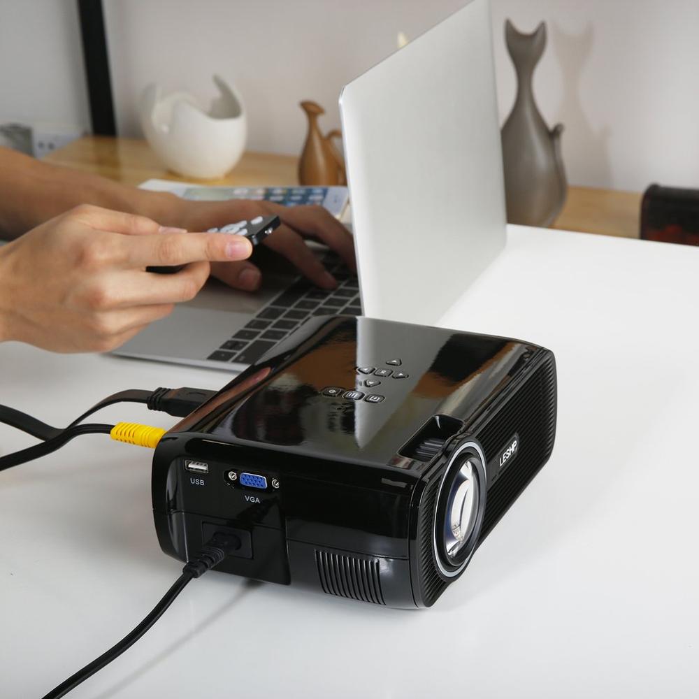LESHP Multi-media LED Video proyector 1080P HD Oficina hogar cine BL-80 1000:1 negro