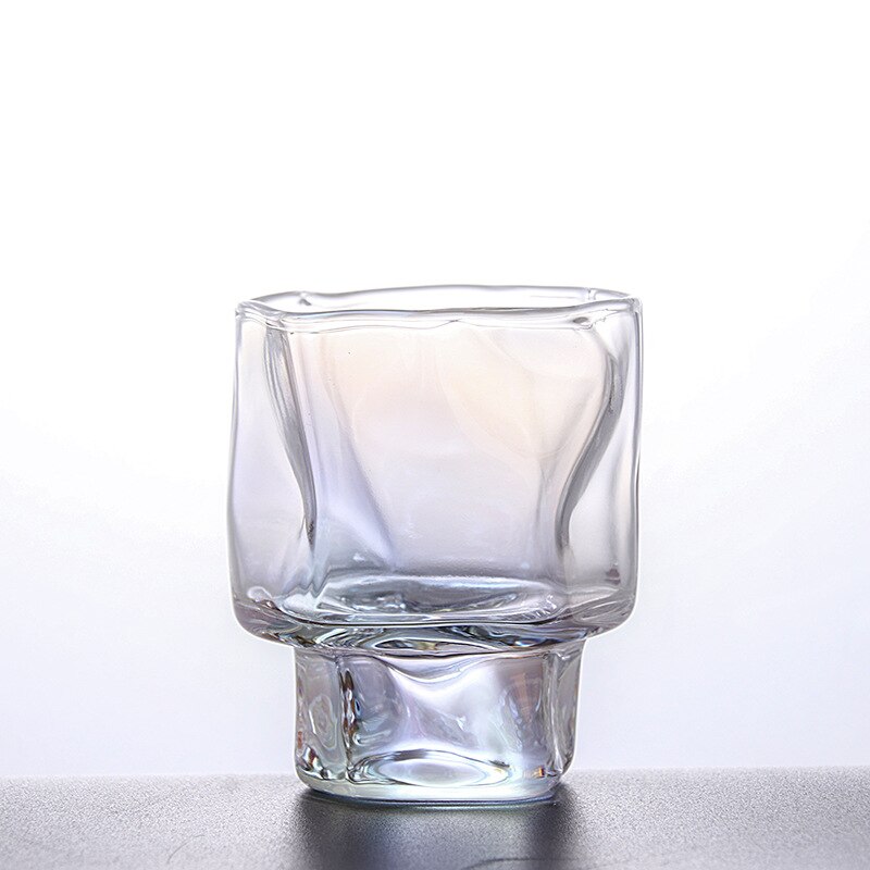 2Pcs Japanese Style Origami Shape Glass Cup Transparent Frosted Whiskey Glass Espresso Cup Shot Glass Home Tea Cup 60ml: Symphony 2pcs