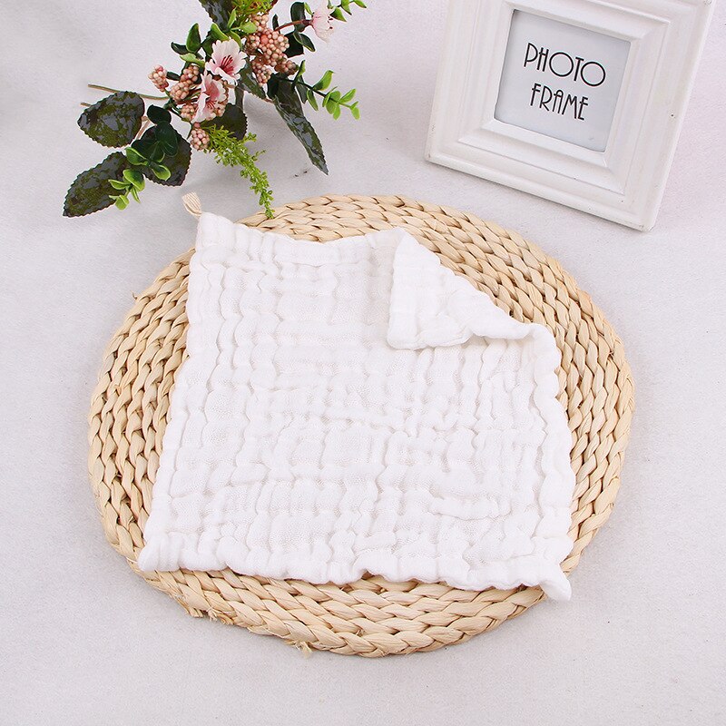 Toalla de mano para la cara del bebé de 30x30 CM 100% gasa de algodón 6 capas paño de lavado infantil toalla para la cara del niño: Blanco