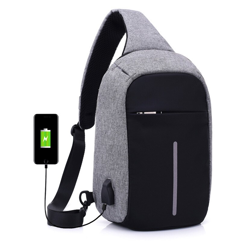 Multifunctionele Canvas Sling Tassen Voor Vrouw Anti-Diefstal Messenger Bags, Vrouw Borst Zak, oplaadbare Reizen Schoudertas, Z97: GRAY