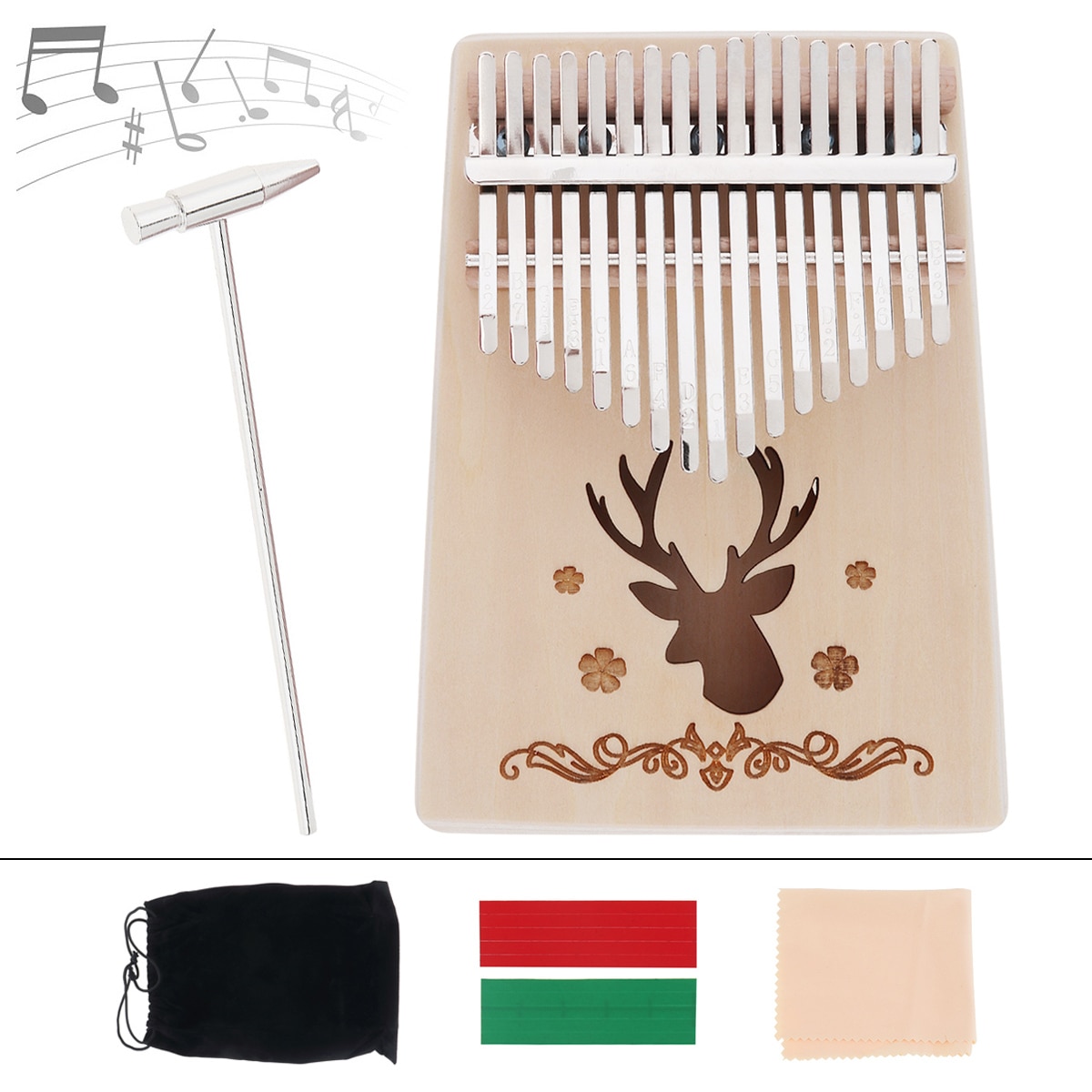 17 nøgle kalimba gran elg lyd hul tommelfinger klaver mbira med stemmehammer
