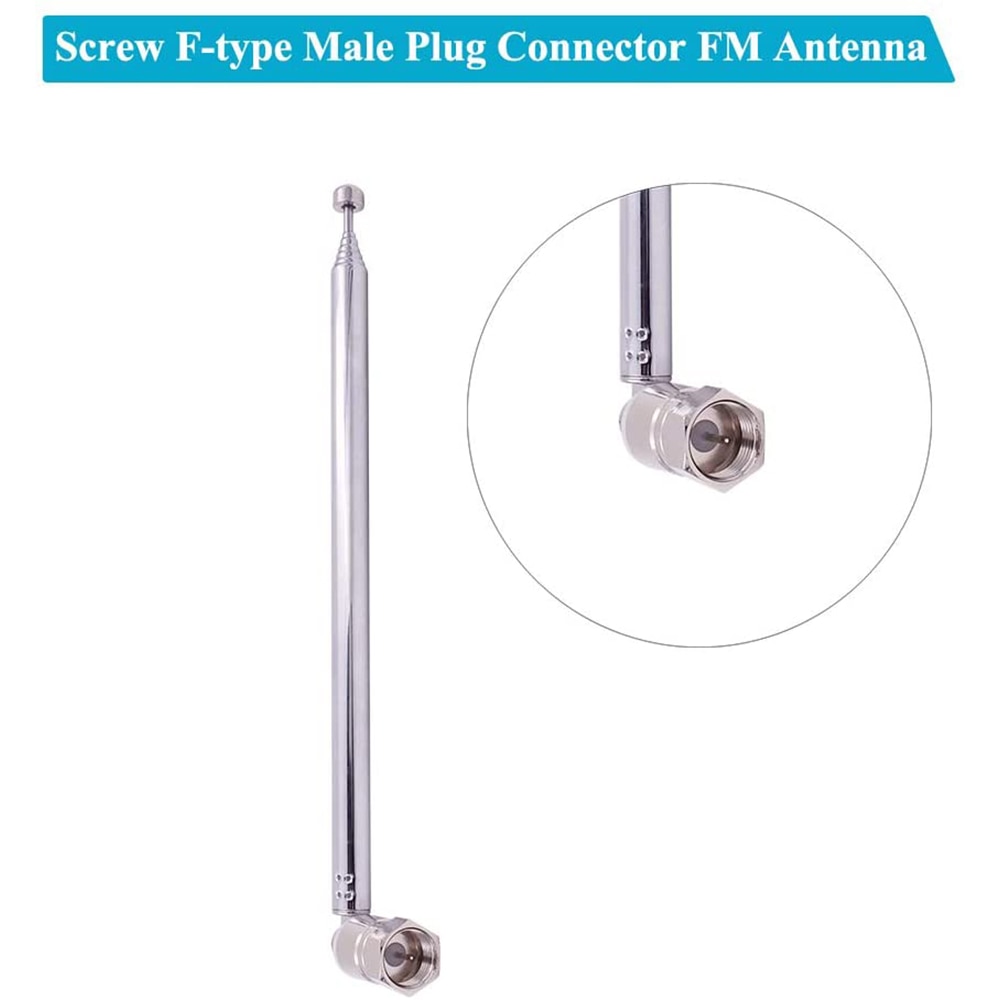 FM Antenna Telescopic 75Ohm Screw F Type Male Plug Jack Connector Adapter FM Radio Antenna for AV Stereo Receiver Home Amplifier