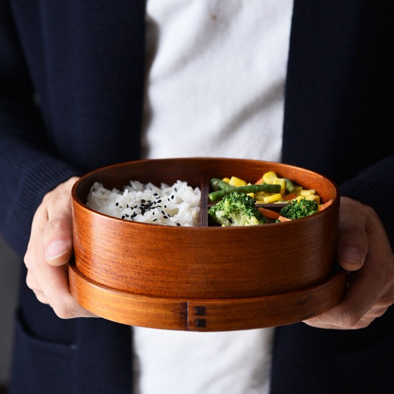 Unibird trä japansk oval matlåda med påse & sked ätpinnar sushi matbehållare barnfack bento box matsats