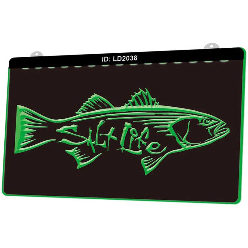 LD2038 Salf Life Fish 3D Engraving LED Light Sign Multiple Color Free Retail