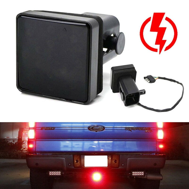 Smoked Lens 15-LED Tow Hitch Receiver with Strobe Feature Brake Tail Light for Truck SUV 2-Inch Towing Adapter Hole