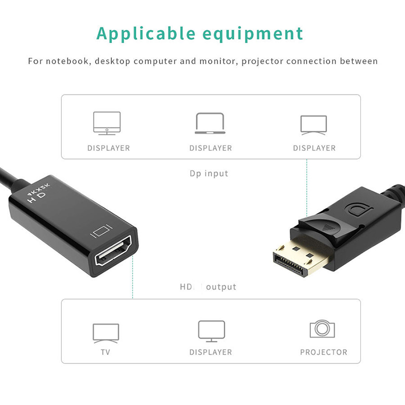 4K Big DP to HDMI-compatible Converter Displayport Male to Female Cable Splitter TV Monitor ProjectorVideo Audio Extend Adapter