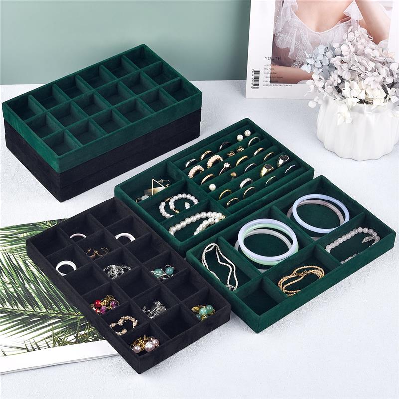Espositore per gioielli in velluto astuccio per braccialetti orecchini anelli scatola Organizer portaoggetti scatole espositive per cassetti per gioielli impilabili fai da te