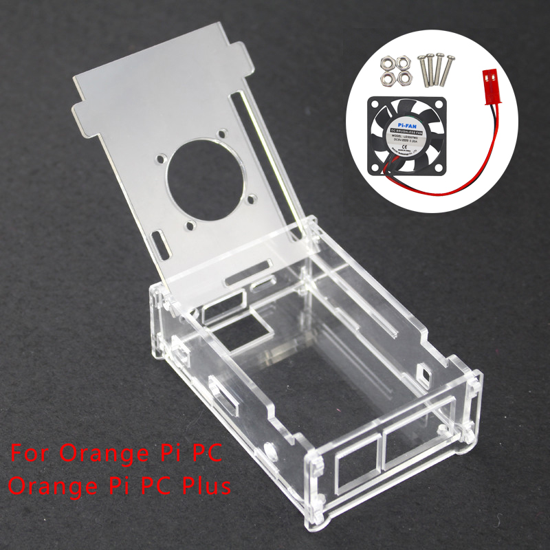 Orange Pi PC Case - Acrylic Enclosure with Fan Cooler + DC Power Supply Adapter + Heatsink Pad