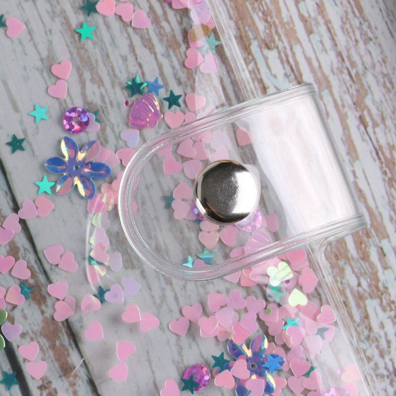 Cute Transparent PVC Glitter Sequins Notebook Cover Office School 6 Rings Binder Spiral Planner Agenda Organizer Notebooks A5/A6