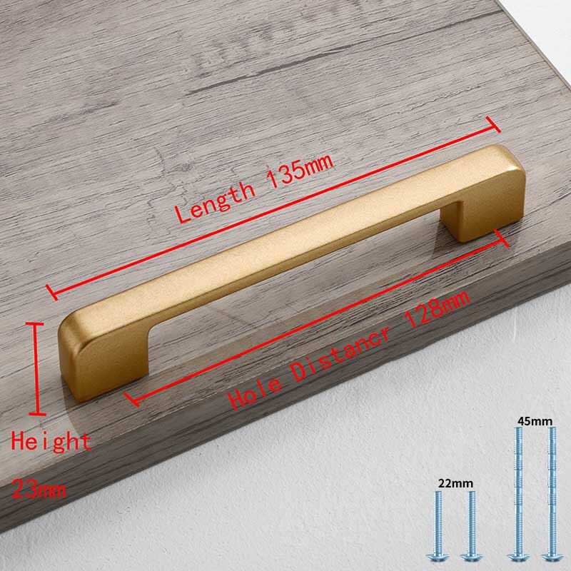 Simple Style Matte Gold Cabinet Handles Solid Aluminum Alloy Kitchen Cupboard Pulls Drawer Knobs Furniture Handle Hardware