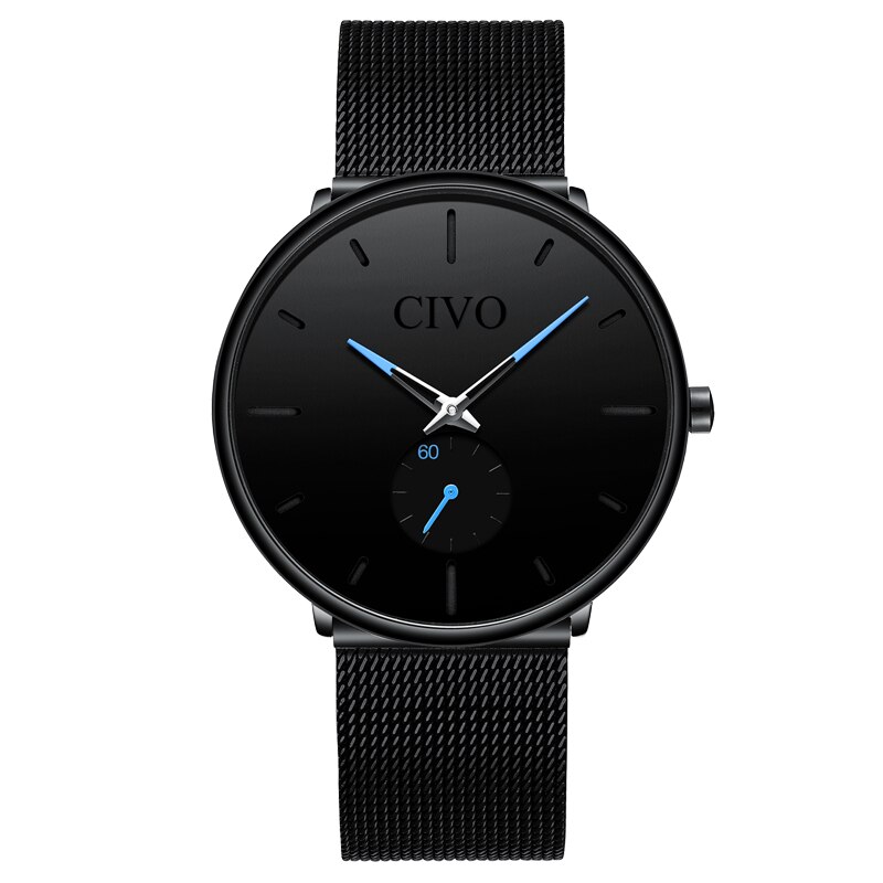 Reloj CIVO de para hombre, correa de malla fina resistente al agua, relojes de pulsera minimalistas para hombre, reloj deportivo de cuarzo, reloj Masculino: 2836