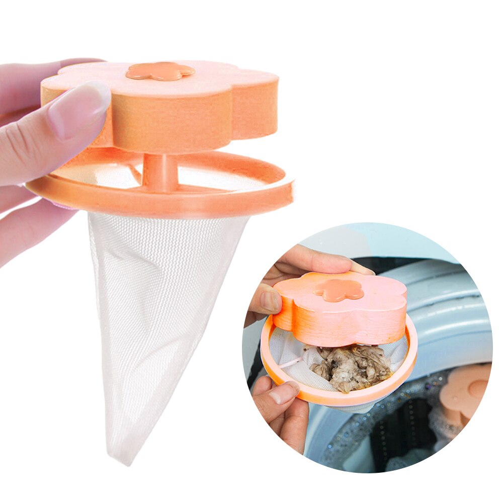 Cleaning Washing Machine Filter Mesh Net Bag Floating Pet Fur Catcher Filtering Hair Removal Device Wool Cleaning Supplies: orange