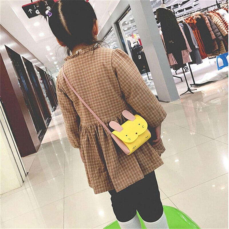 Meisje Portemonnee tas PU Leer Kinderen Portemonnee Doos Tas Schattige Konijn Mini Geldzak Baby Crossbody Portemonnee