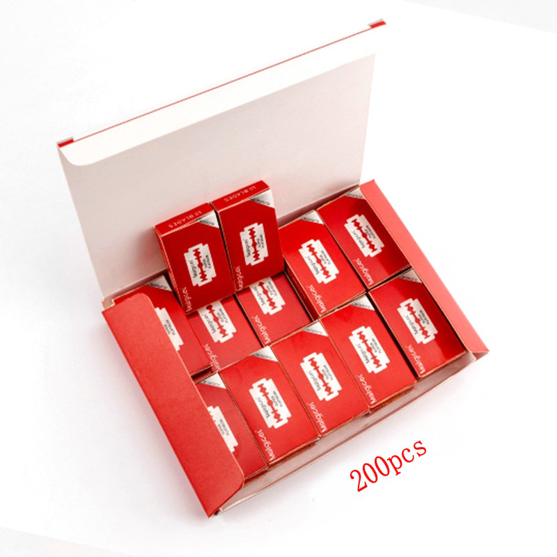 200 Stuks Scheermesjes Met Dubbele Rand Voor Heren-Veiligheidsscheermesjes Voor Het Scheren-Platina Roestvrijstalen Scheermesjes Met Dubbele Scheermesjes: Default Title