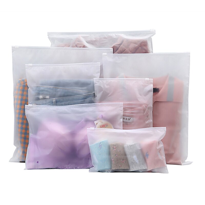 2PCSTop Matte Clear Plastic Storage Bag Travel Bags Zip Lock Valve Slide Seal underwear Package storage Reclosable Pouch Bags