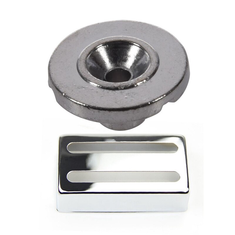 2Pcs Round Bass Guitar String Retainer Tree,Chrome &amp; 1Pcs Humbucker Pickup Cover Two-Line For Electric Guitar Silver: Default Title