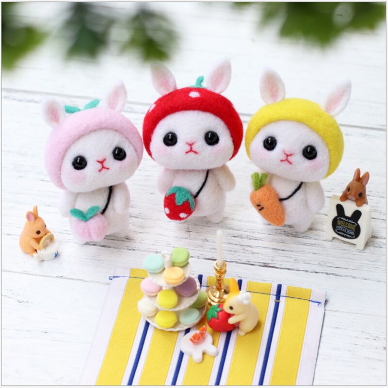 Handmade diy material package with wool felt poke and poke music cute pet puppy cute pet bunny series combination
