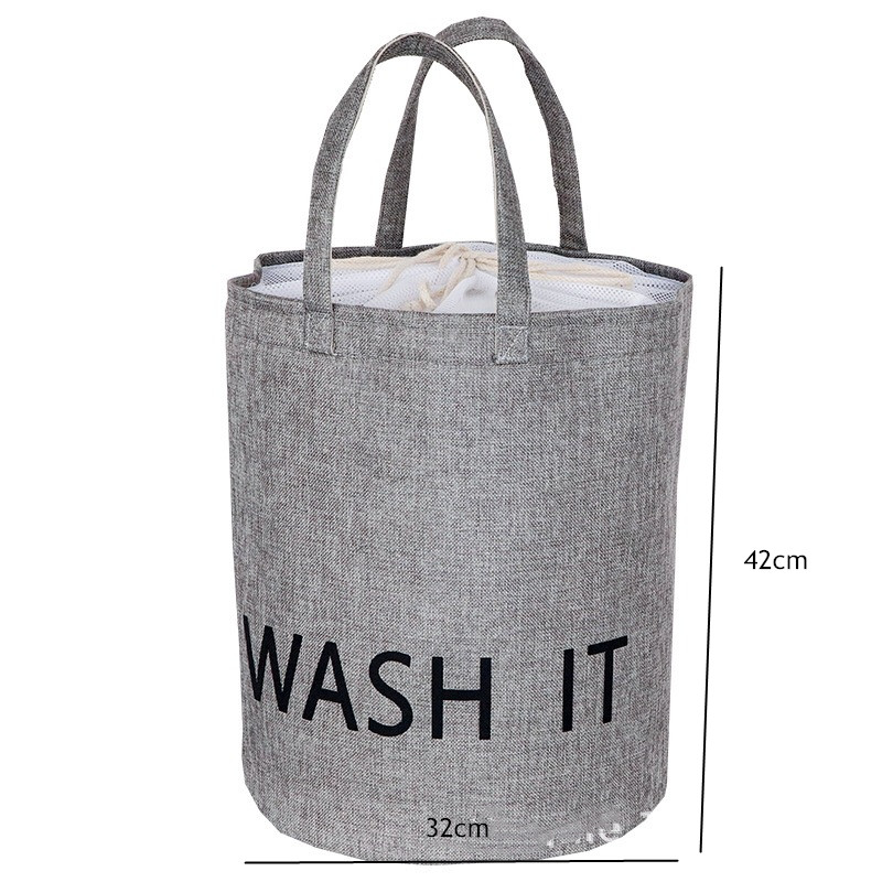 cotton linen large Round Collapsible Laundry Basket Dirty Clothes Organizer Toys Storage Box Bin Bucket Hamper With Handles: color 10