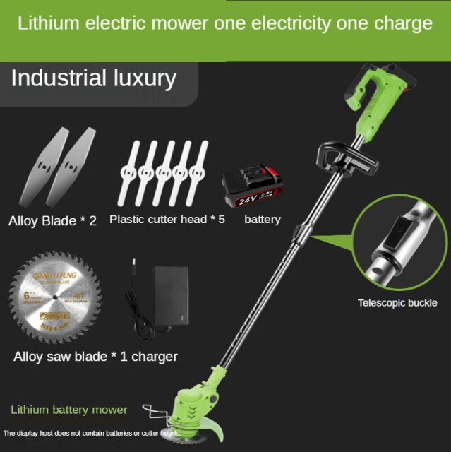 Lithium Electric Household Small Lawn Mower Lithium Battery Rechargeable Lawn Mower Multi-Function Magic Tool High Power: 24V